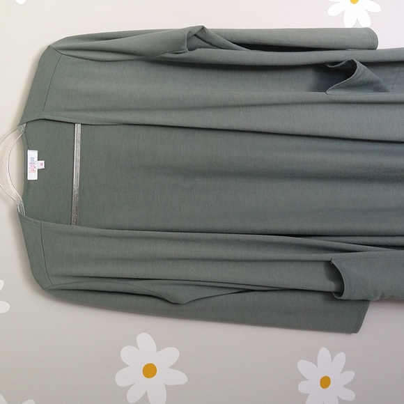 Lularoe Simply Comfortable Green Open Duster Cardigan With Pockets - Picture 3 of 9
